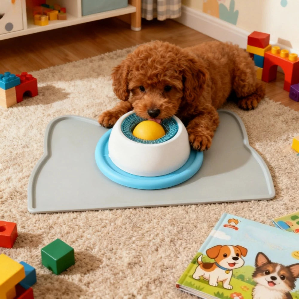 Brinquedos de Estimulação para Cães e Gatos – Tapete de Lamber / Comedouro Lento – Prato para Iogurte e Petiscos – Interativo – Ajuda a Gastar Energia e Cuida da Saúde Bucal