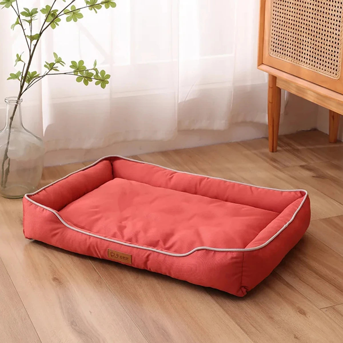 Cama Quadrada para Cães e Gatos (Uso em Todas as Estações) – Colchão Resistente a Mordidas, Macio e Acolchoado, Impermeável