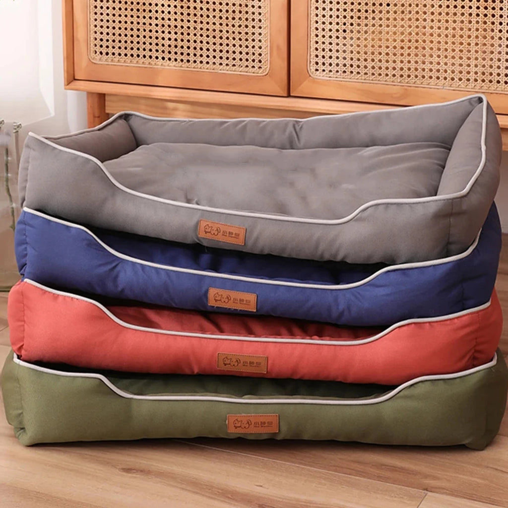 Cama Quadrada para Cães e Gatos (Uso em Todas as Estações) – Colchão Resistente a Mordidas, Macio e Acolchoado, Impermeável