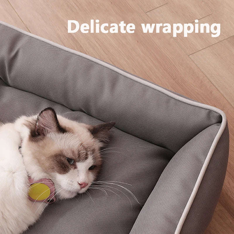 Cama Quadrada para Cães e Gatos (Uso em Todas as Estações) – Colchão Resistente a Mordidas, Macio e Acolchoado, Impermeável
