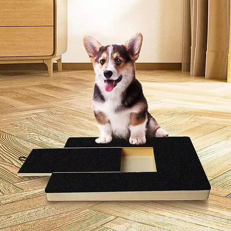 Placa de Lixa para Unhas de Cães – Brinquedo de Madeira Deslizante com Compartimento para Petiscos
