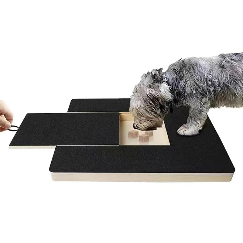 Placa de Lixa para Unhas de Cães – Brinquedo de Madeira Deslizante com Compartimento para Petiscos