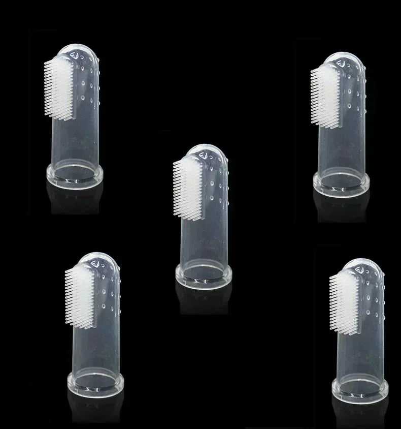 Kit com 5 Escovas de Dedo Supermacias para Higiene Bucal de Cães (Combate Mau Hálito e Tártaro)