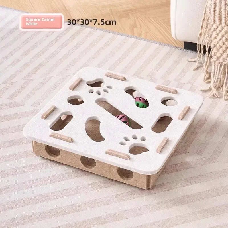 Brinquedo de Quebra-Cabeça para Gatos – Caixa de Feltro com Bola – Brinquedo de Exercício e Entretenimento para Ambientes Internos – Brinquedo de Caça para Gatos
