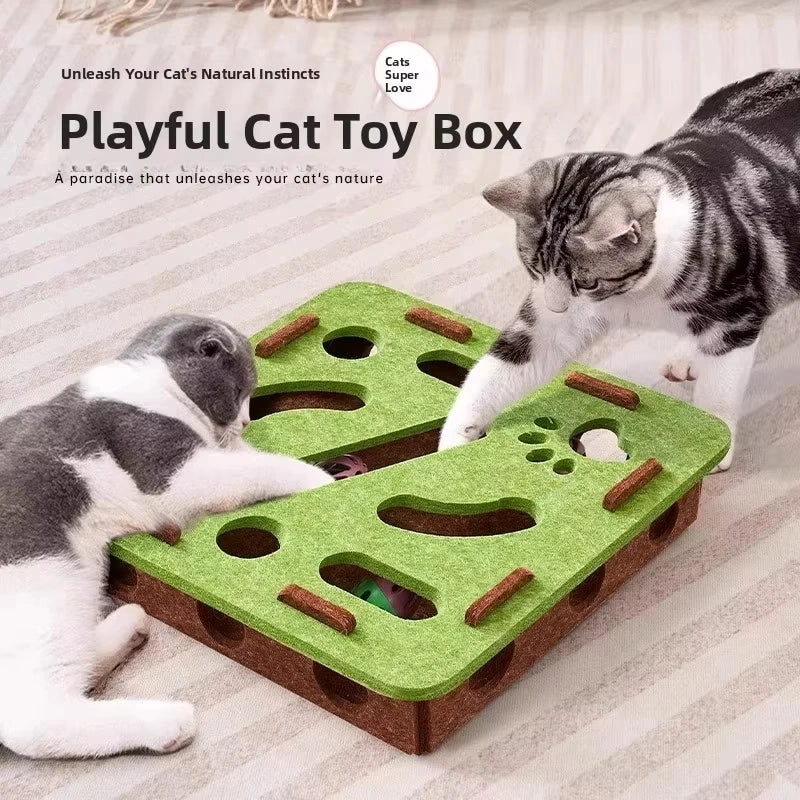 Brinquedo de Quebra-Cabeça para Gatos – Caixa de Feltro com Bola – Brinquedo de Exercício e Entretenimento para Ambientes Internos – Brinquedo de Caça para Gatos