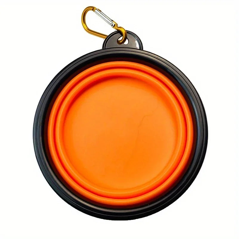 Tigela Dobrável para Cães – Tigela Portátil de Viagem para Ração e Água – Ideal para Passeios ao Ar Livre – Tigela de Silicone com Borda