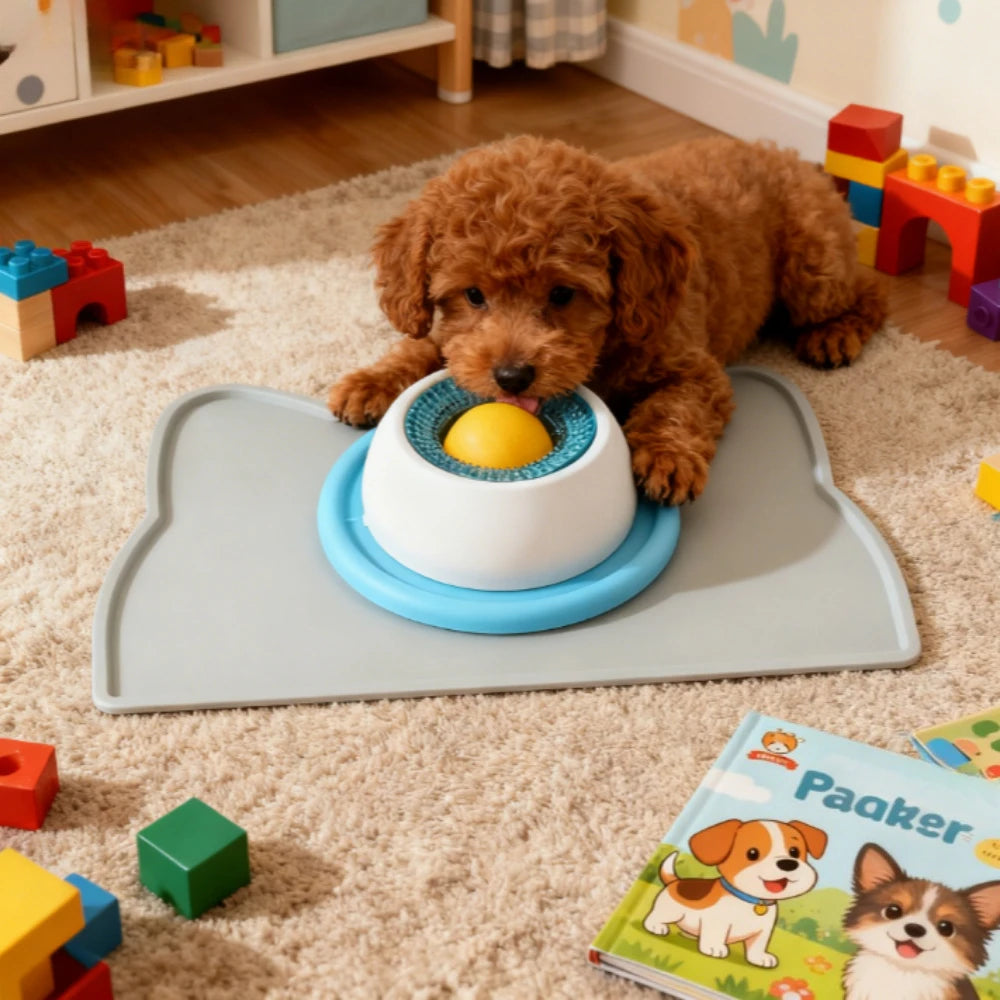Brinquedos de Estimulação para Cães e Gatos – Tapete de Lamber / Comedouro Lento – Prato para Iogurte e Petiscos – Interativo – Ajuda a Gastar Energia e Cuida da Saúde Bucal