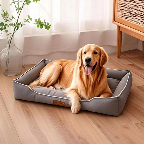 Cama Quadrada para Cães e Gatos (Uso em Todas as Estações) – Colchão Resistente a Mordidas, Macio e Acolchoado, Impermeável