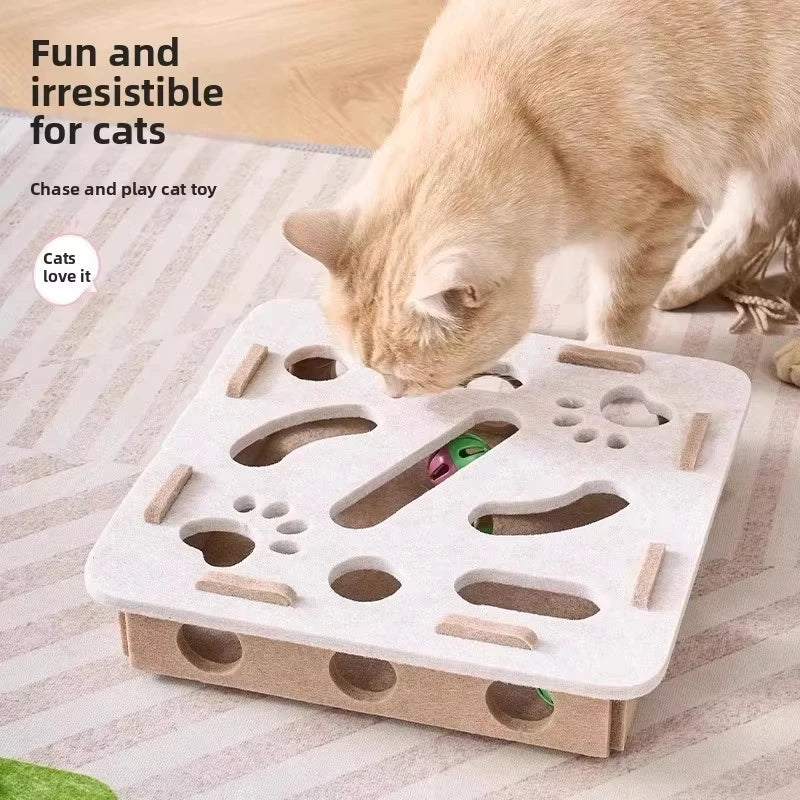 Brinquedo de Quebra-Cabeça para Gatos – Caixa de Feltro com Bola – Brinquedo de Exercício e Entretenimento para Ambientes Internos – Brinquedo de Caça para Gatos