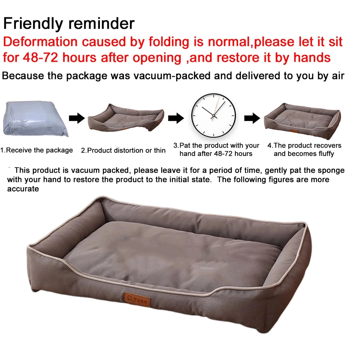 Cama Quadrada para Cães e Gatos (Uso em Todas as Estações) – Colchão Resistente a Mordidas, Macio e Acolchoado, Impermeável